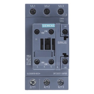 Siemens Size S2, 3RT2 Contactor, 230V AC Coil, 3-Pole, 65 A, 30 kW, 3 NO, 400V AC 3RT2037-1AP00