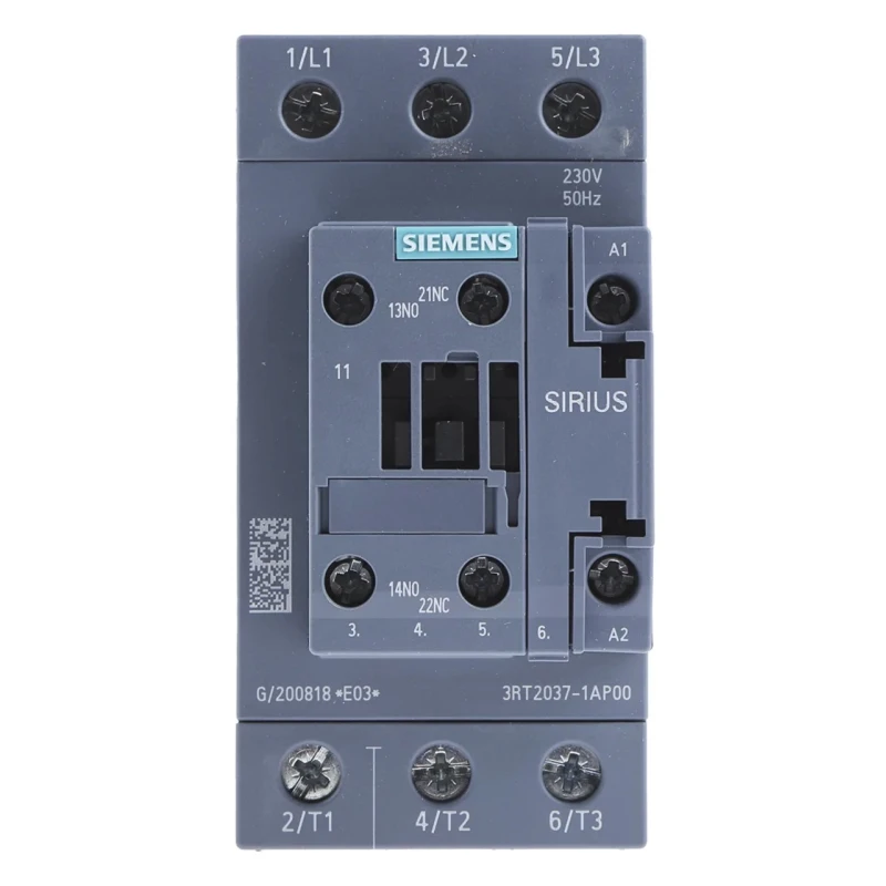 Siemens Size S2, 3RT2 Contactor, 230V AC Coil, 3-Pole, 65 A, 30 kW, 3 NO, 400V AC 3RT2037-1AP00
