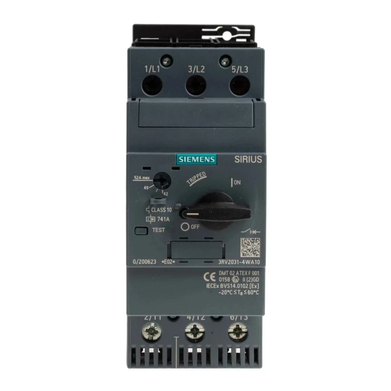 Siemens Motor Protection Circuit Breaker 42, 52A, Magnetic Sensing, 20V to 690V, IP20, 3 Poles, -20°C to 60°C 3RV2031-4WA10