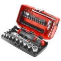 Facom 27-Piece 1/4 in 12 Point Socket & Bit Set RL.NANO112 Chrome Vanadium Steel, Bright Chrome Finish, 152mm Length