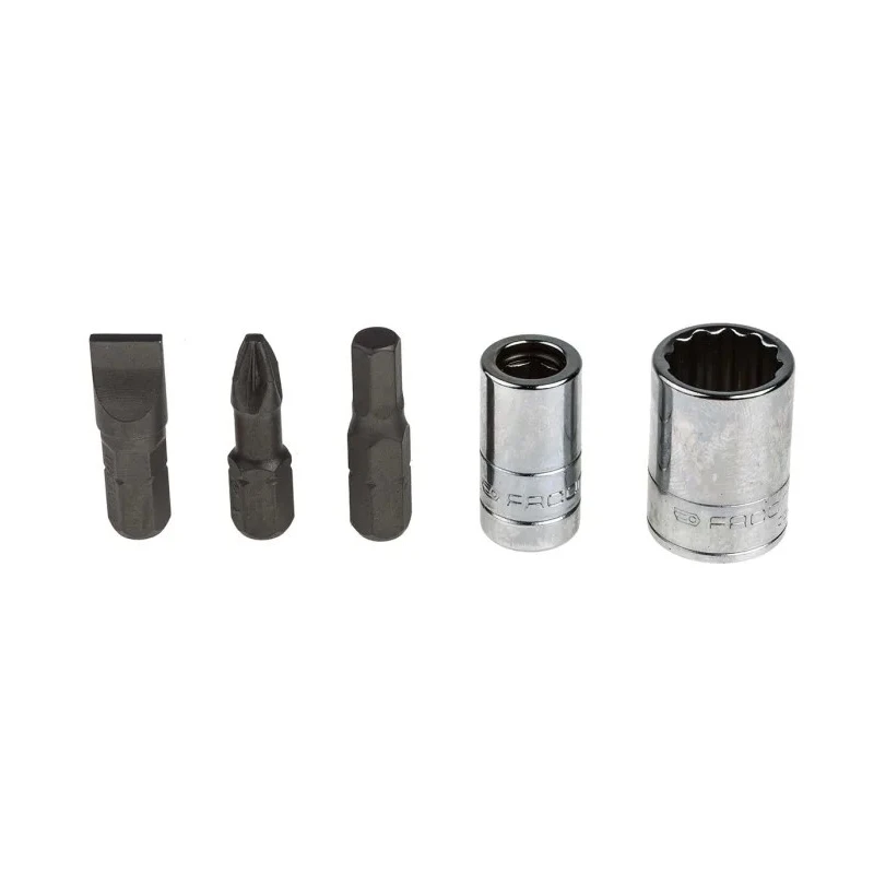Facom 27-Piece 1/4 in 12 Point Socket & Bit Set RL.NANO112 Chrome Vanadium Steel, Bright Chrome Finish, 152mm Length