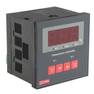 RS PRO RS PRO Rail On-Off Temperature Controller, 1 Input PT100, 2 Output Relay, 230V AC, IP65, 96x96x96 mm, Model 875-1232