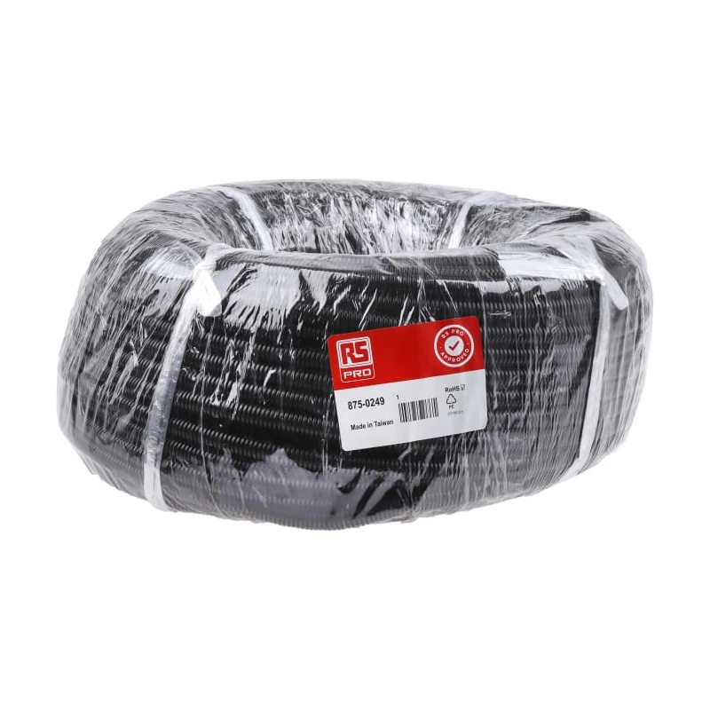 RS PRO 16 mm Nominal Diameter Flexible Split Electrical Plastic Conduit, Uncoated, Black 875-0249
