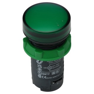 Schneider Electric Panel Mount Green LED Pilot Light, Harmony XB5, 24V ac/dc, 22mm Cutout, IP66, Round XB5EVB3