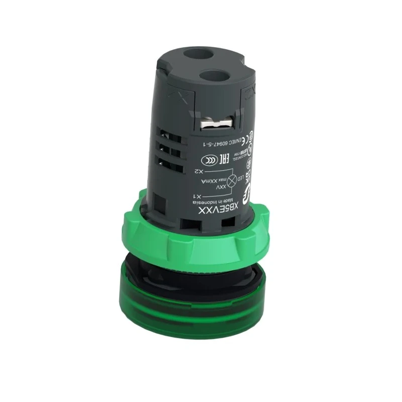Schneider Electric Panel Mount Green LED Pilot Light, Harmony XB5, 24V ac/dc, 22mm Cutout, IP66, Round XB5EVB3