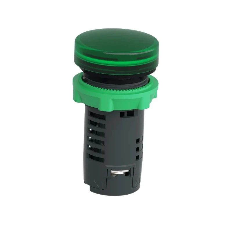 Schneider Electric Panel Mount Green LED Pilot Light, Harmony XB5, 24V ac/dc, 22mm Cutout, IP66, Round XB5EVB3