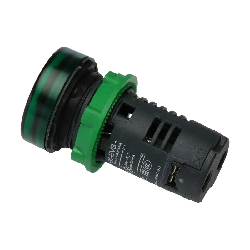 Schneider Electric Panel Mount Green LED Pilot Light, Harmony XB5, 24V ac/dc, 22mm Cutout, IP66, Round XB5EVB3