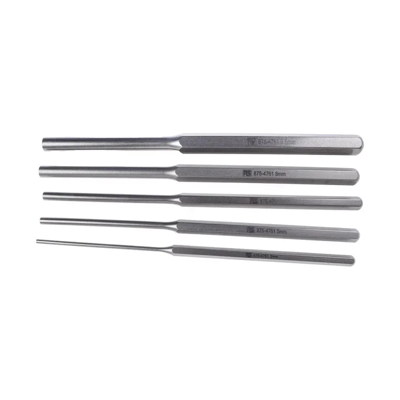 RS PRO 5-Piece Parallel Pin Punch Set, Shank Diameters 3 mm to 9.5 mm, Length 205 mm 875-4761