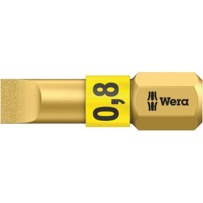 Wera Screwdriver Bit, Hex Drive, 0.8mm Blade Thickness, 5.5mm Blade Width, 25mm Overall Length 05056172001