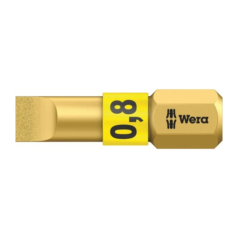 Wera Screwdriver Bit, Hex Drive, 0.8mm Blade Thickness, 5.5mm Blade Width, 25mm Overall Length 05056172001