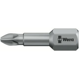 Wera Screwdriver Bit PH1, 25 mm Drive Size, Chrome Plated Stainless Steel, 1-Piece 05056505001