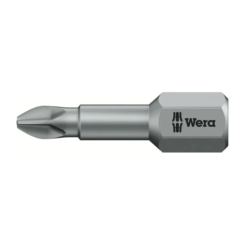 Wera Screwdriver Bit PH1, 25 mm Drive Size, Chrome Plated Stainless Steel, 1-Piece 05056505001