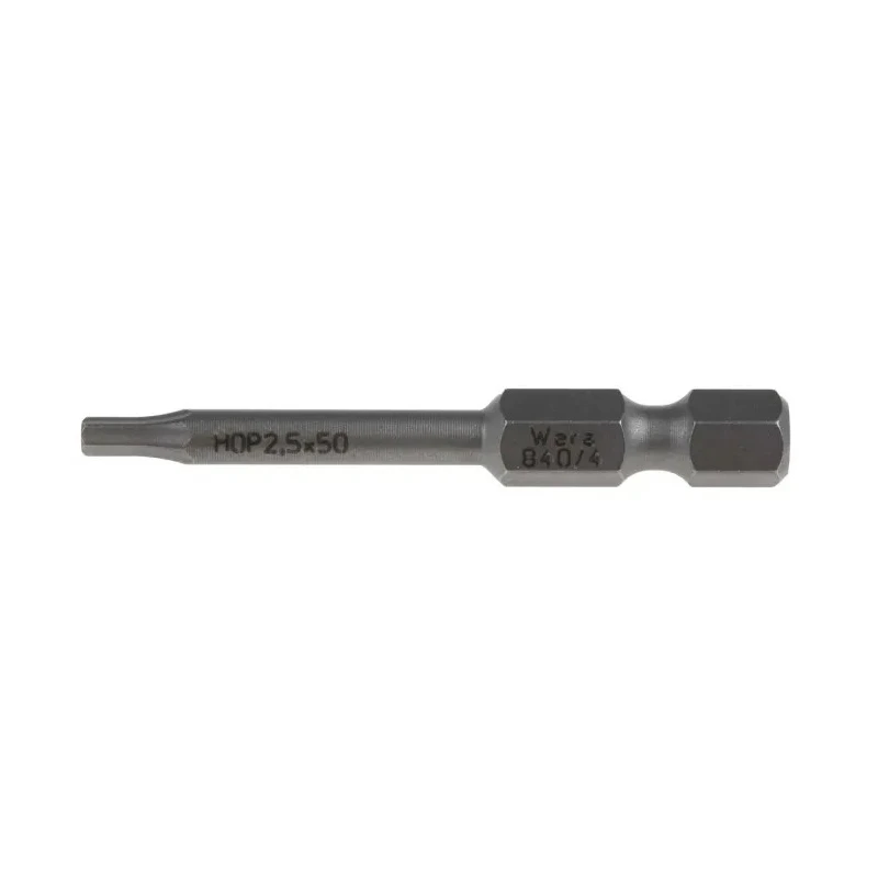 Wera Hex Screwdriver Bit 1/4 in Drive, 2.5 mm Tip Size, Hex Drive Type, 50 mm Overall Length 05059604001