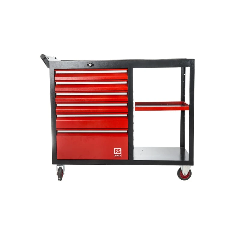 RS PRO 6 Drawer Wheeled Steel Roller Cabinet with Smart-Lock System 1.09m Length 980mm Width 450mm Height 875-5789