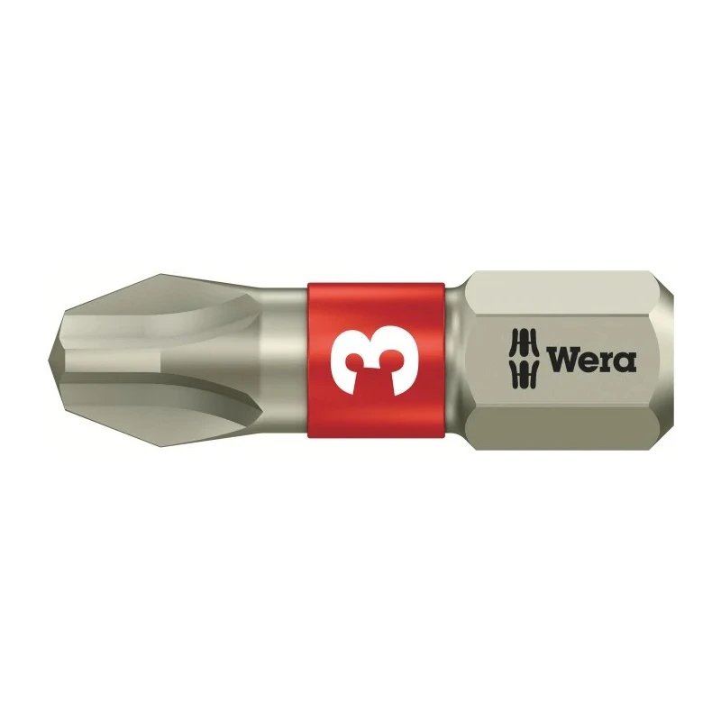 Wera Screwdriver Bit PH3 25 mm Tip Stainless Steel Hex Drive 05071012001