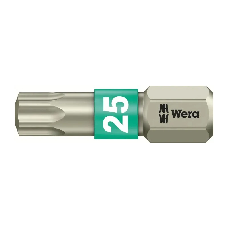 Wera Stainless Steel Screwdriver Bit, T25 Tip, 25 mm Overall Length, 1-Piece 05071035001