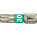 Wera Screwdriver Bit with 6.35 mm Hex Drive, T30 Size, 25 mm Overall Length, Stainless Steel 05071037001
