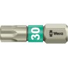 Wera Screwdriver Bit with 6.35 mm Hex Drive, T30 Size, 25 mm Overall Length, Stainless Steel 05071037001