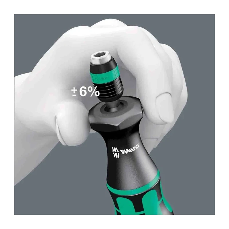 Wera Pre-Settable Torque Screwdriver, 2.5 To 29.0 in.lbs, 1/4 in Drive ESD Safe, ±6 % Accuracy 05074720001