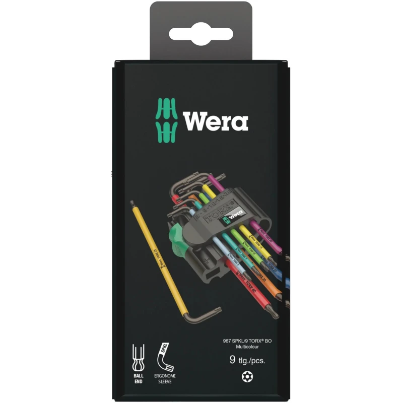 Wera 9-Piece Torx Key Set L Shape Long Arm with Black Laser Finish 05073599001