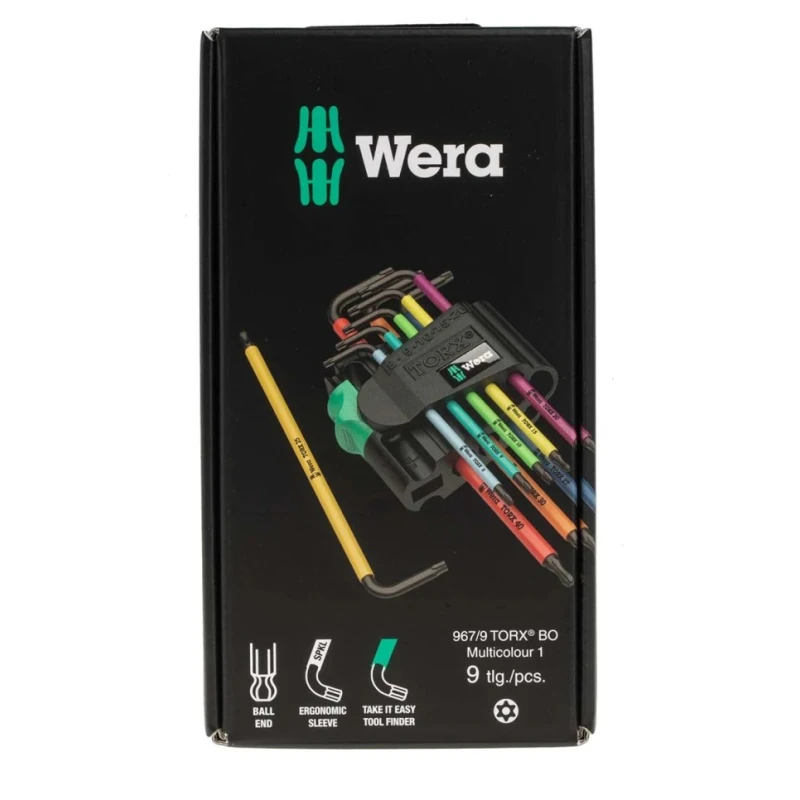 Wera 9-Piece Torx Key Set L Shape Long Arm with Black Laser Finish 05073599001