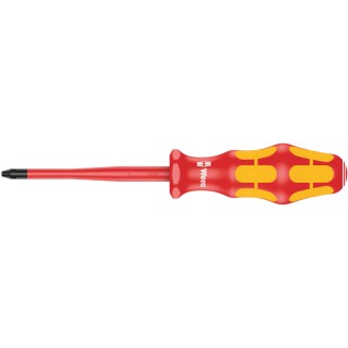 Wera Insulated Screwdriver PH2 Tip 100mm Blade Chrome Plated Stainless Steel VDE 1000V Approved 205mm Overall 05006451001