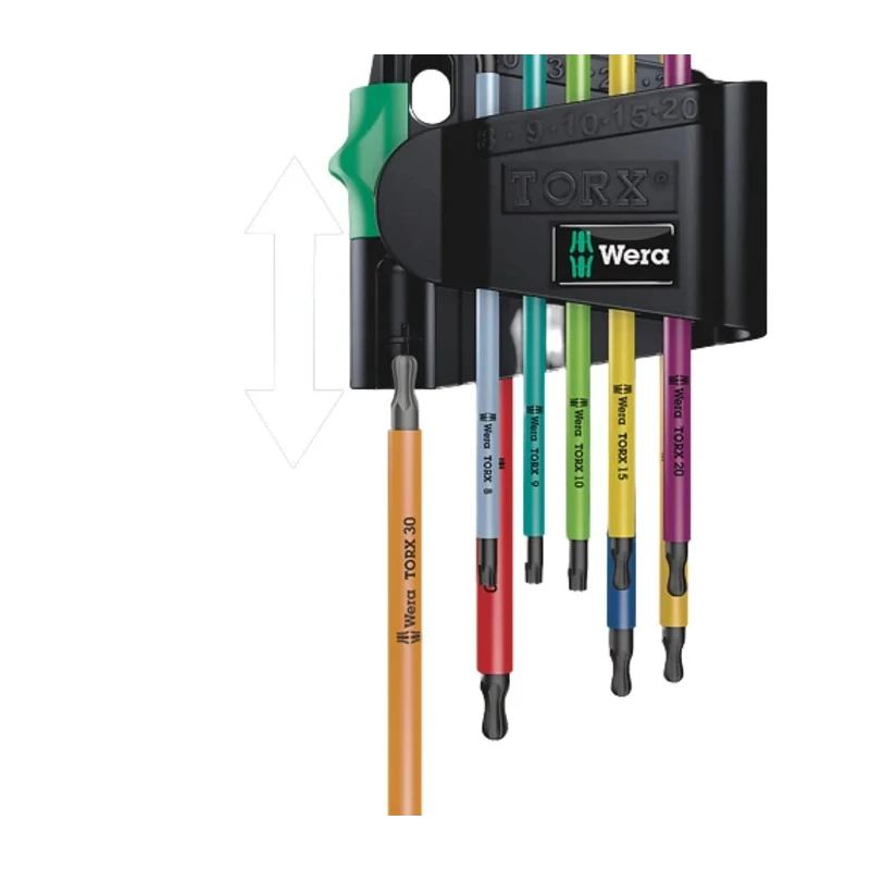 Wera 9-Piece Torx Key Set L Shape Long Arm with Black Laser Finish 05073599001