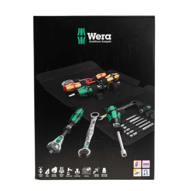 Wera 25 Piece Plumber Tool Kit with Pouch VDE 1000V Approved IEC 60900 05135927001