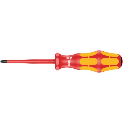 Wera Insulated Screwdriver PZ1 Tip 80 mm Chrome Plated Stainless Steel Blade 178 mm Overall Length VDE 1000V 05006460001
