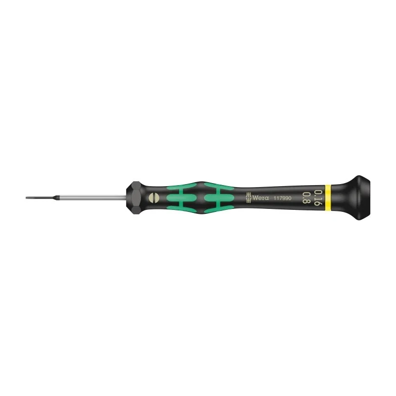 Wera Precision Screwdriver with 40 mm Chrome Plated Stainless Steel Blade, 0.16 x 0.8 mm Tip, 137mm Overall 05117990001