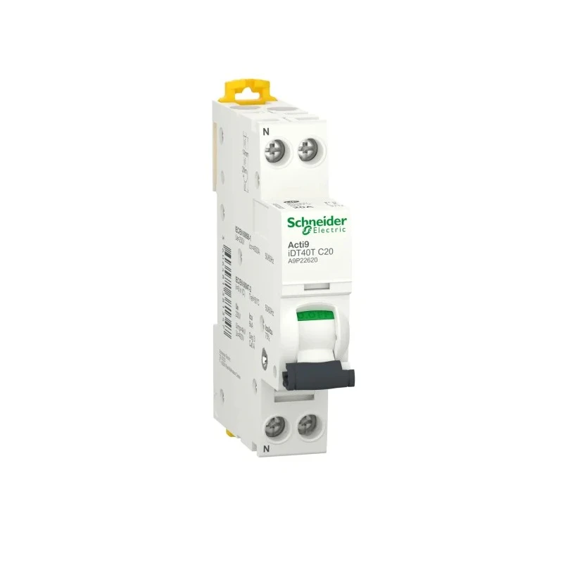 Schneider Electric Acti9 iDT40T Miniature Circuit Breaker, 1-Pole, 20A, Type C, 230V AC, 6 kA Breaking Capacity A9P22620