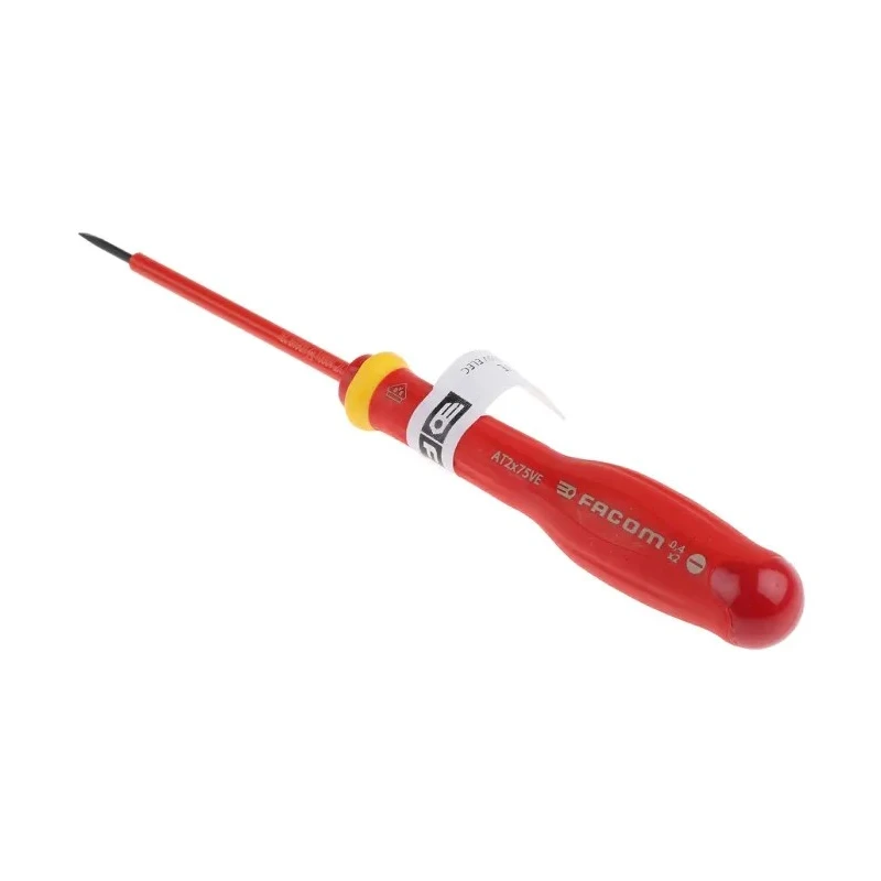 Facom Insulated Screwdriver 75 mm Blade VDE 1000V Approved, 170 mm Overall AT2X75VE