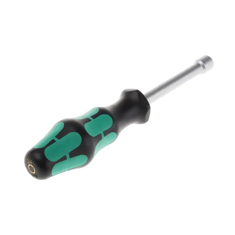 Wera Hexagon Nut Driver with 11/32 in Tip, 80 mm Blade Length, 185 mm Overall Length, Chrome Plated Stainless 05008862001