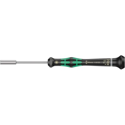 Wera Hexagon Nut Driver, 3/16 in Tip, 60 mm Blade, 157 mm Overall 05118135001