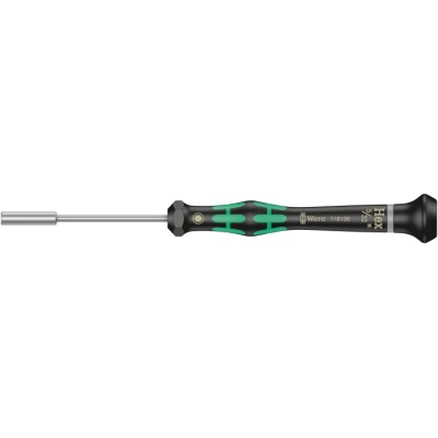 Wera Hexagon Nut Driver Precision Screwdriver with 5/32 in Tip, 60 mm Stainless Steel Blade, 157 mm Overall 05118136001