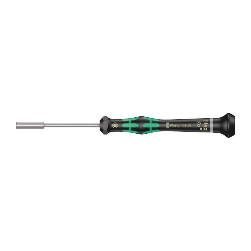 Wera Hexagon Nut Driver Precision Screwdriver with 5/32 in Tip, 60 mm Stainless Steel Blade, 157 mm Overall 05118136001