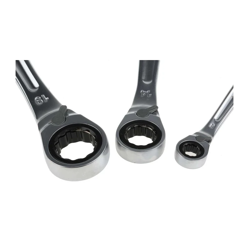 Facom 10-Piece Ratchet Spanner Set, 8 To 19 mm, Chrome Vanadium Steel 467B.JP10PB