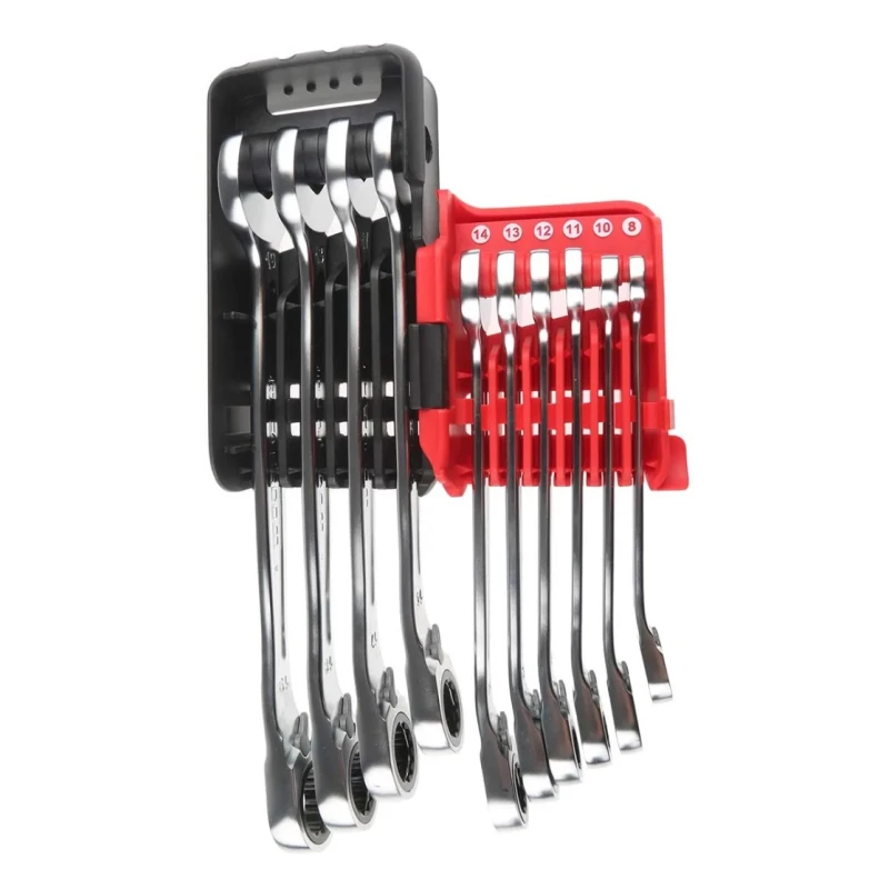 Facom 10-Piece Ratchet Spanner Set, 8 To 19 mm, Chrome Vanadium Steel 467B.JP10PB