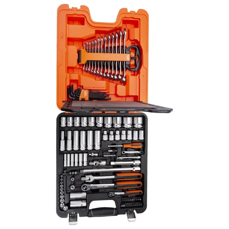 Bahco 103-Piece Hexagon and Plug Socket Set 1/2 in, 1/4 in Drive Size Alloy Steel Matt Finish S103
