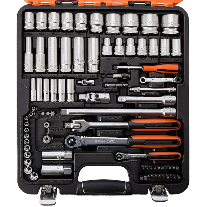 Bahco 103-Piece Hexagon and Plug Socket Set 1/2 in, 1/4 in Drive Size Alloy Steel Matt Finish S103