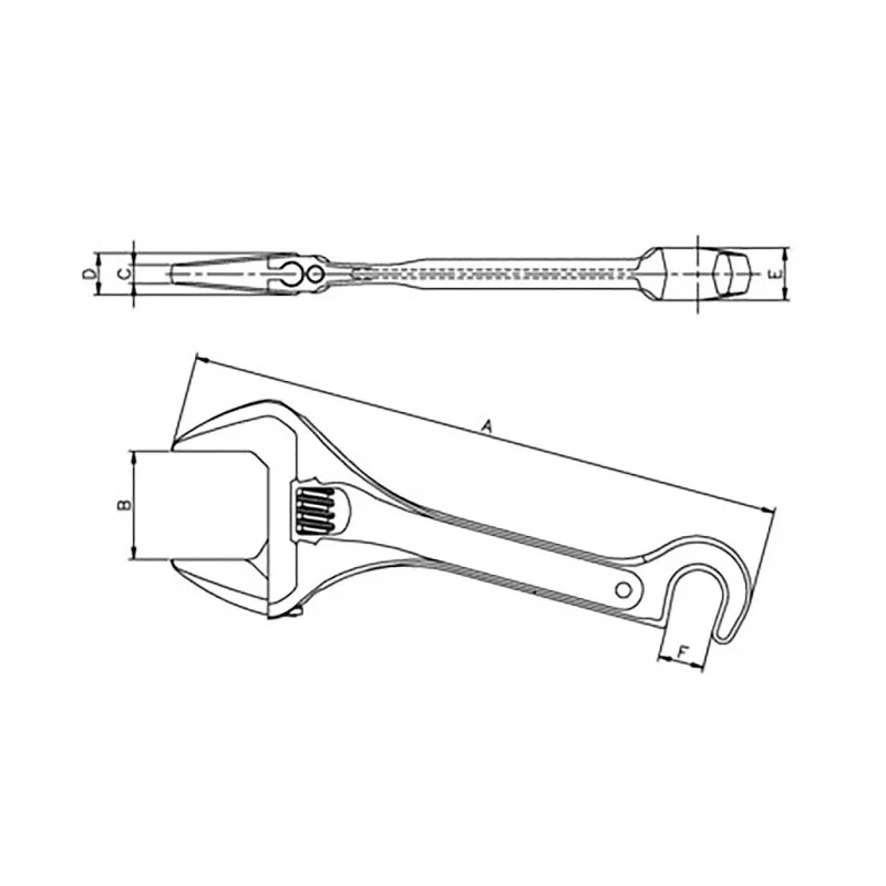 Bahco Adjustable Spanner Wrench 46 mm Jaw Capacity, 254.5 mm Overall Length, Metal Handle 33H
