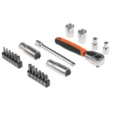 Bahco 37-Piece 1/4 in 6 Point, Hexagon Socket, Phillips, Pozidriv, Torx Socket Set SL25L