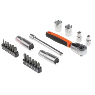 Bahco 37-Piece 1/4 in 6 Point, Hexagon Socket, Phillips, Pozidriv, Torx Socket Set SL25L