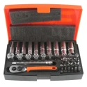 Bahco 37-Piece 1/4 in 6 Point, Hexagon Socket, Phillips, Pozidriv, Torx Socket Set SL25L