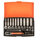 Bahco 37-Piece 1/4 in 6 Point, Hexagon Socket, Phillips, Pozidriv, Torx Socket Set SL25L