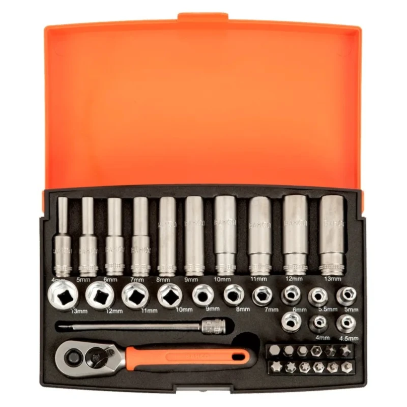 Bahco 37-Piece 1/4 in 6 Point, Hexagon Socket, Phillips, Pozidriv, Torx Socket Set SL25L