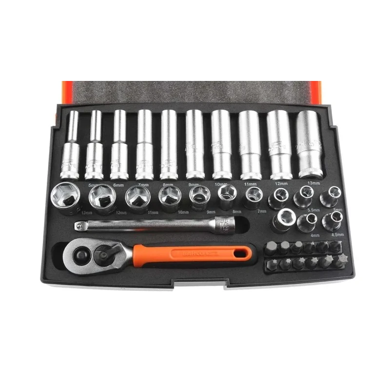 Bahco 37-Piece 1/4 in 6 Point, Hexagon Socket, Phillips, Pozidriv, Torx Socket Set SL25L
