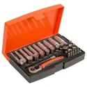 Bahco 37-Piece 1/4 in 6 Point, Hexagon Socket, Phillips, Pozidriv, Torx Socket Set SL25L
