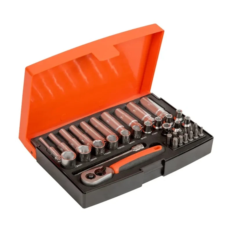 Bahco 37-Piece 1/4 in 6 Point, Hexagon Socket, Phillips, Pozidriv, Torx Socket Set SL25L