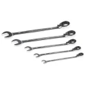 Bahco 5-Piece Ratcheting Ring Spanner Set, 8 to 19 mm, Alloy Steel, Chrome Finish 1RM/S5